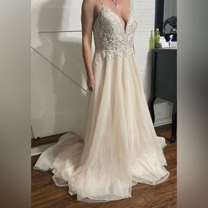 Galina Signature Wedding dress blush color. Never wore. Got a different dress